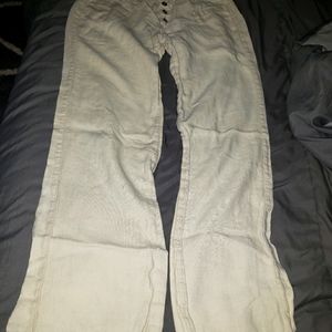 LUCKY BRAND WHITE LINEN DUNGAREES SIZE10/ 30